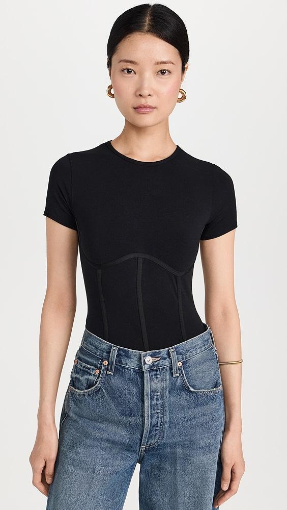 Fleur du Mal Cotton T Shirt Thong Bodysuit | Shopbop Product Image