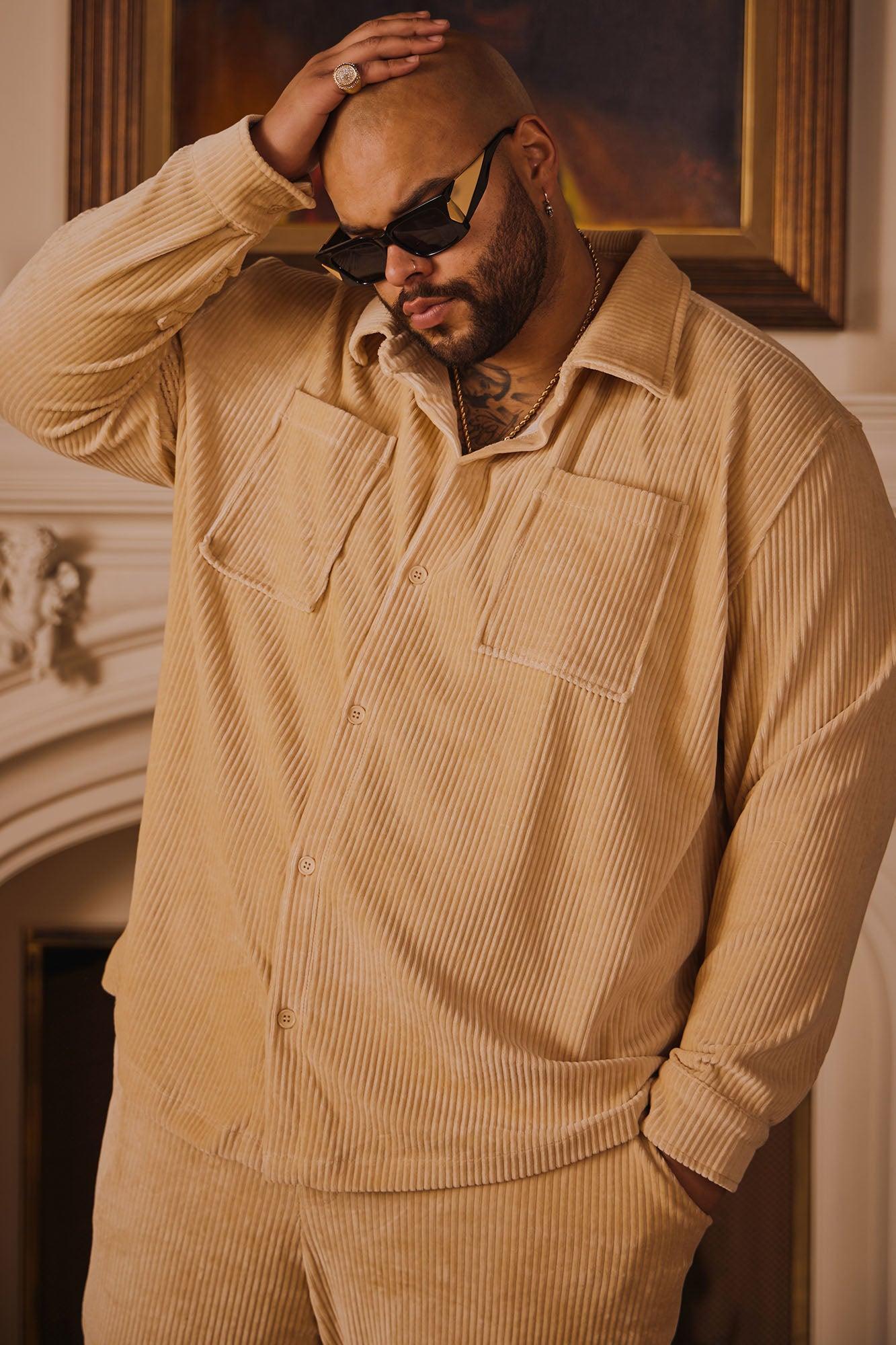 Luxury Knit Ribbed Shirt - Tan Product Image