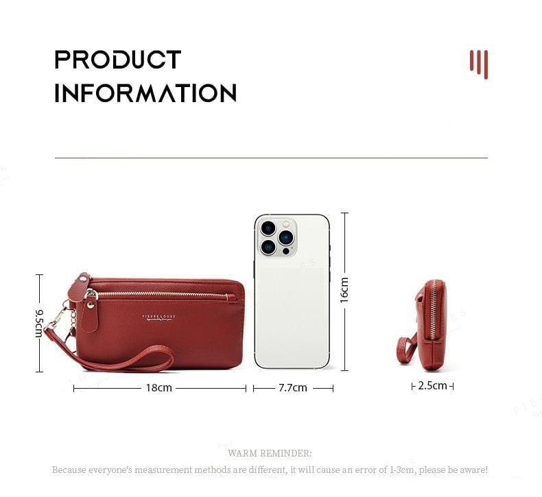 Plain Faux Leather Long Wallet Product Image