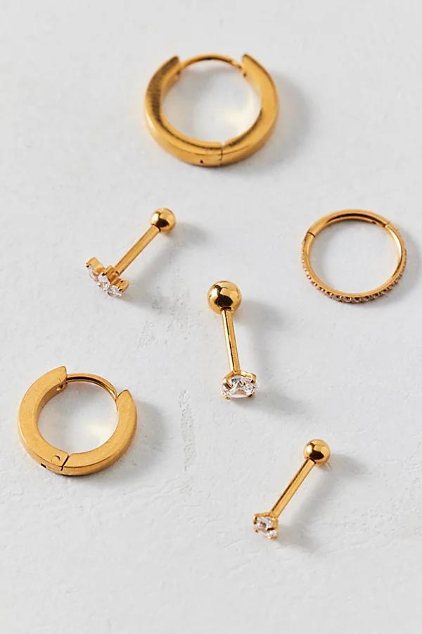 Shimmer Rhinestone Stainless Steel Earring Stack Set Womens at Urban Outfitters Product Image
