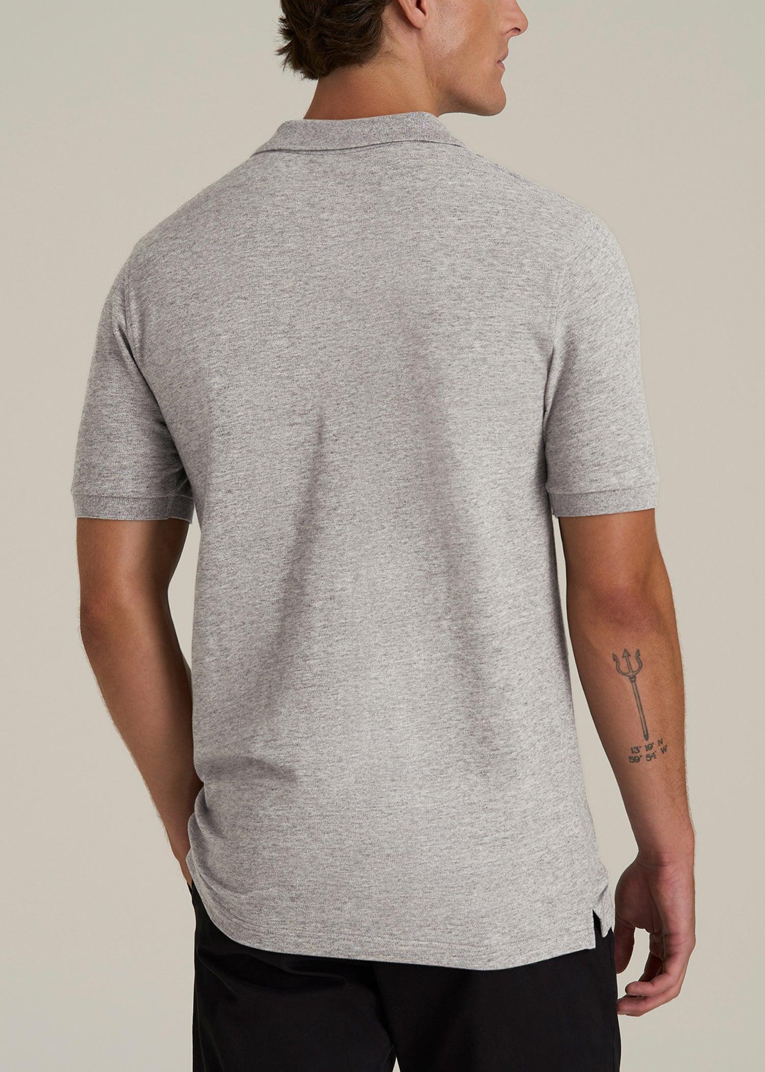 Men's Tall Classic Polo with Embroidered Logo in Heathered Grey Male Product Image