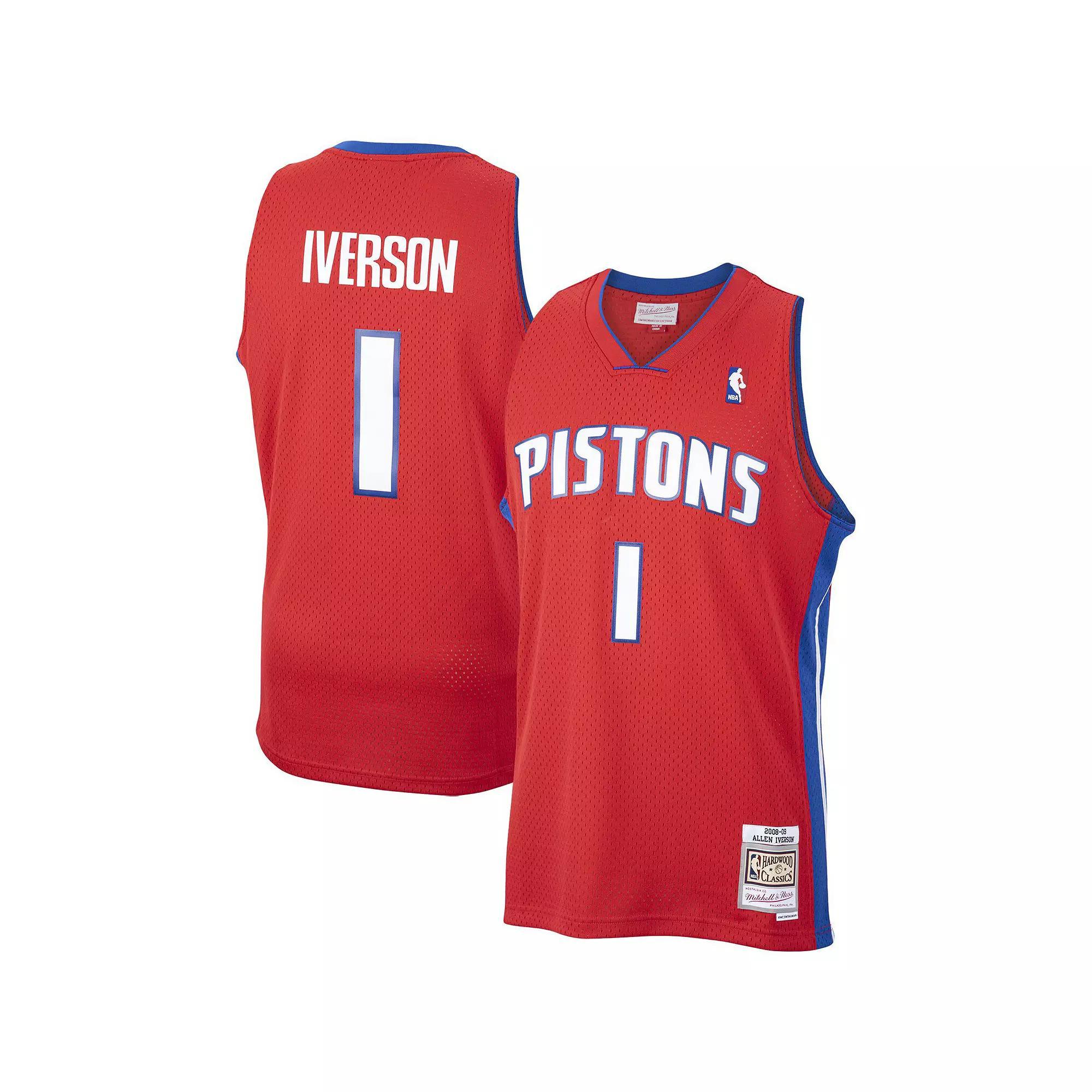 Men's Mitchell & Ness Allen Iverson Red Detroit Pistons Hardwood Classics Swingman Jersey, Size: Medium, Pis Red Product Image