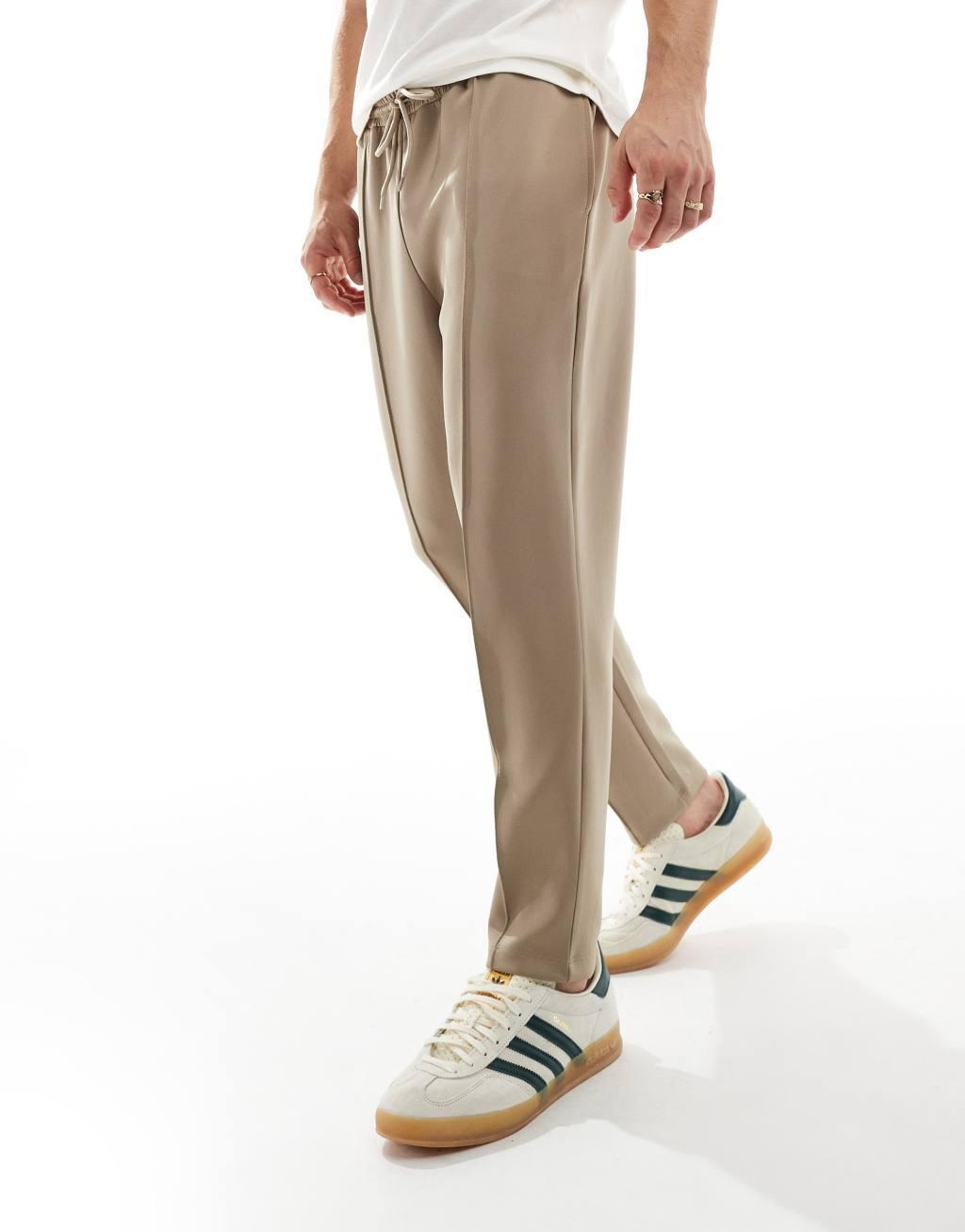 ASOS DESIGN tapered scuba sweatpants in greige Product Image