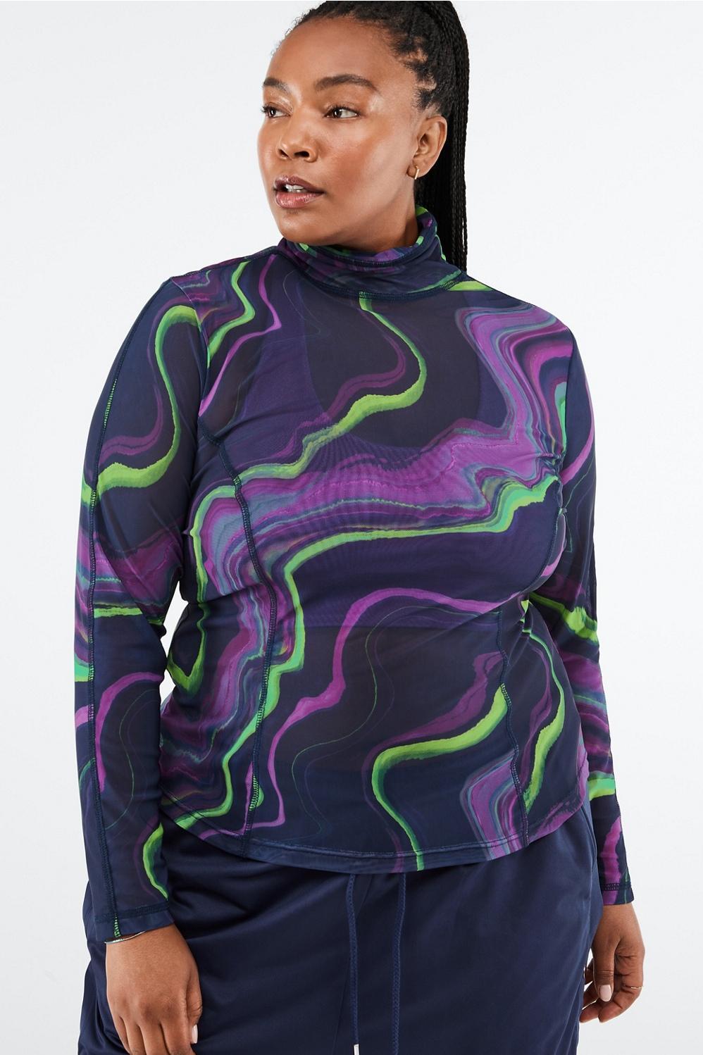 Fabletics Felicity Long-Sleeve Mesh Top Womens Haze Wave plus Size 4X Product Image