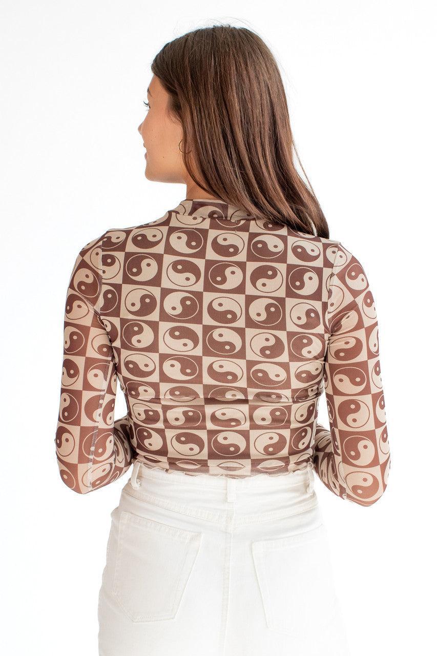 Yin Yang Mesh Contrast Stitch Top Product Image