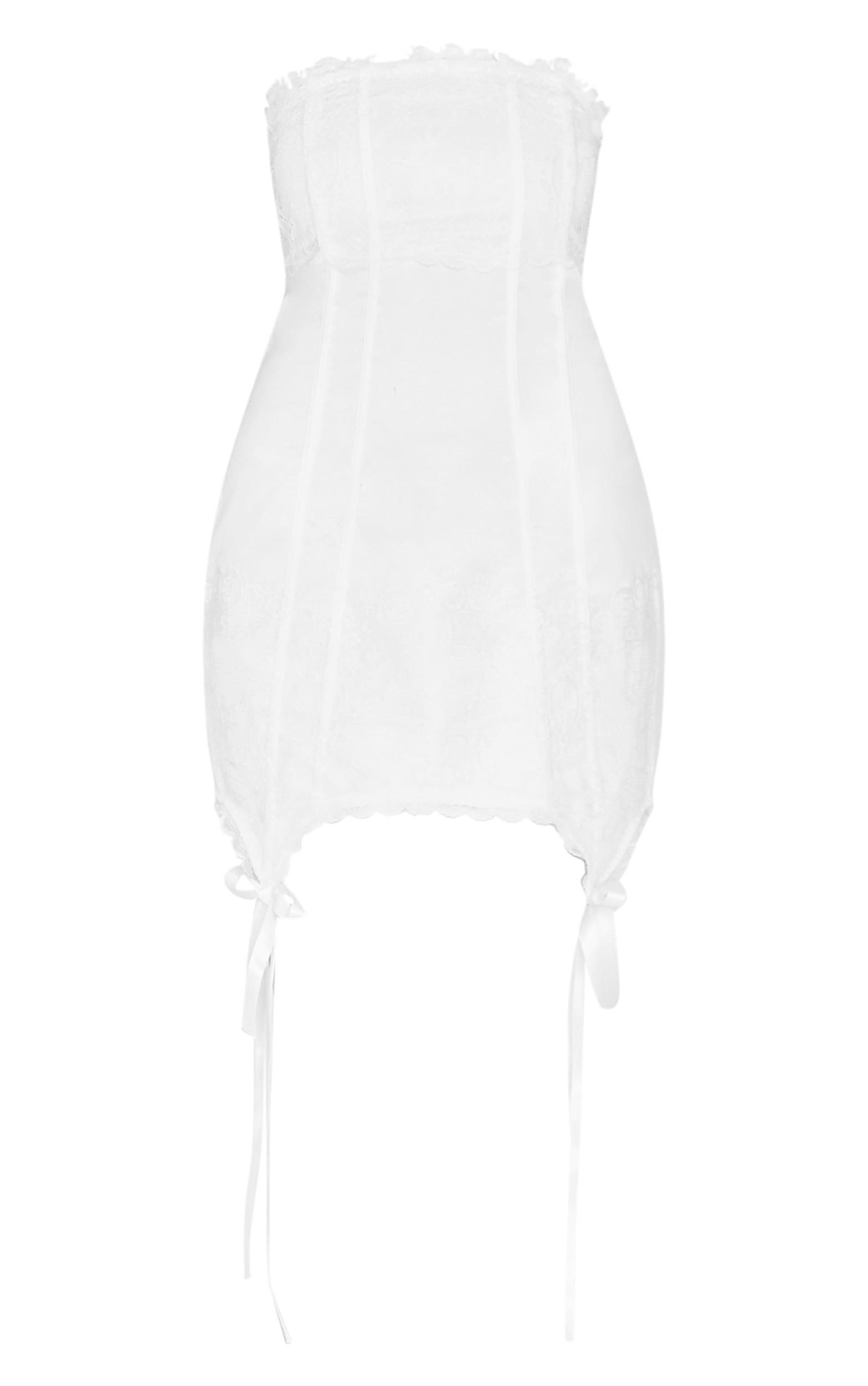 White Lace Corset Mini Dress Product Image