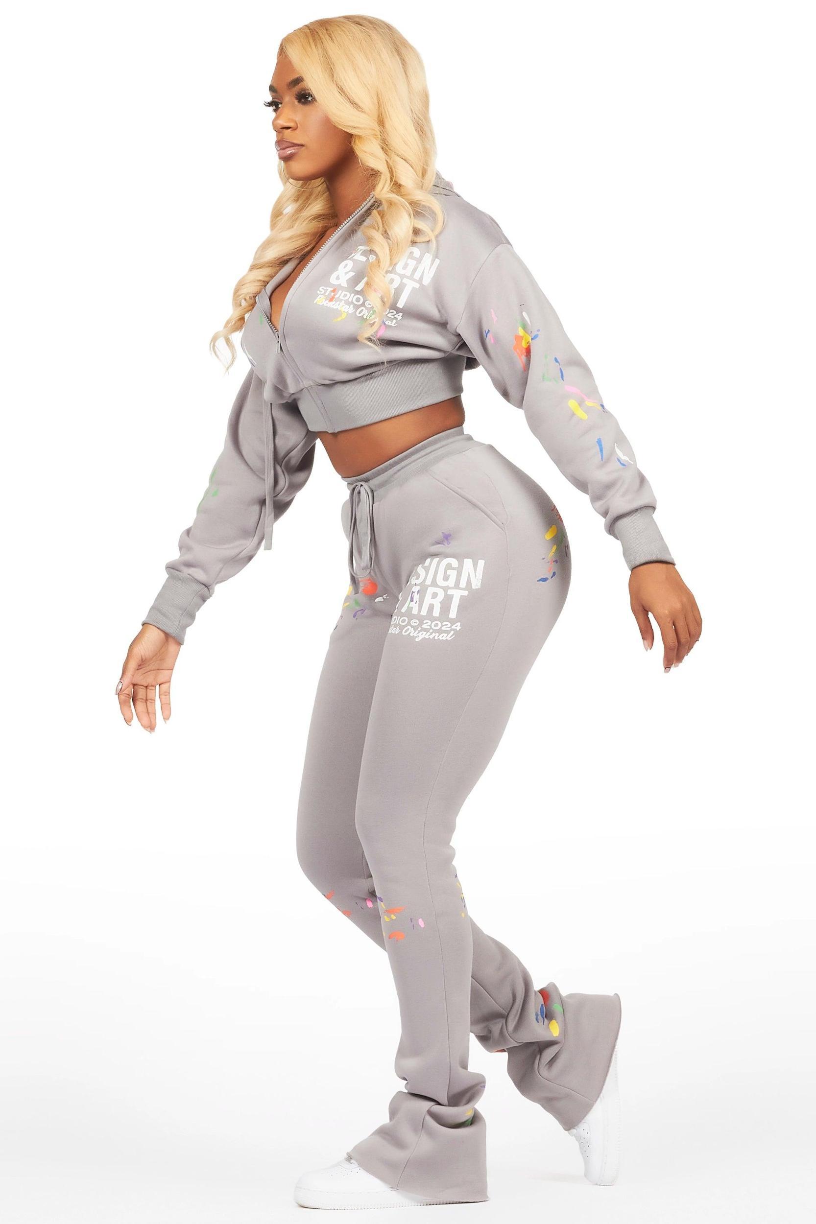 Kristiane Grey Crop Super Stacked Trackset Female Product Image
