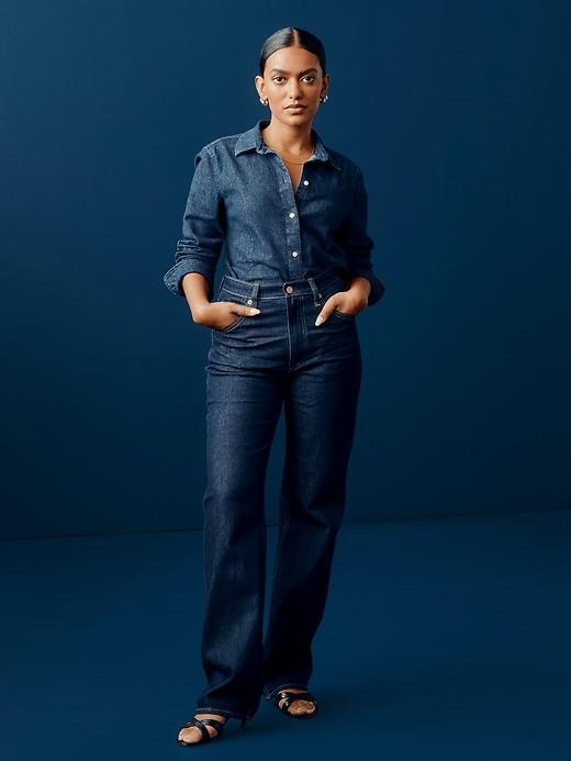 Cropped Denim Shirt Product Image