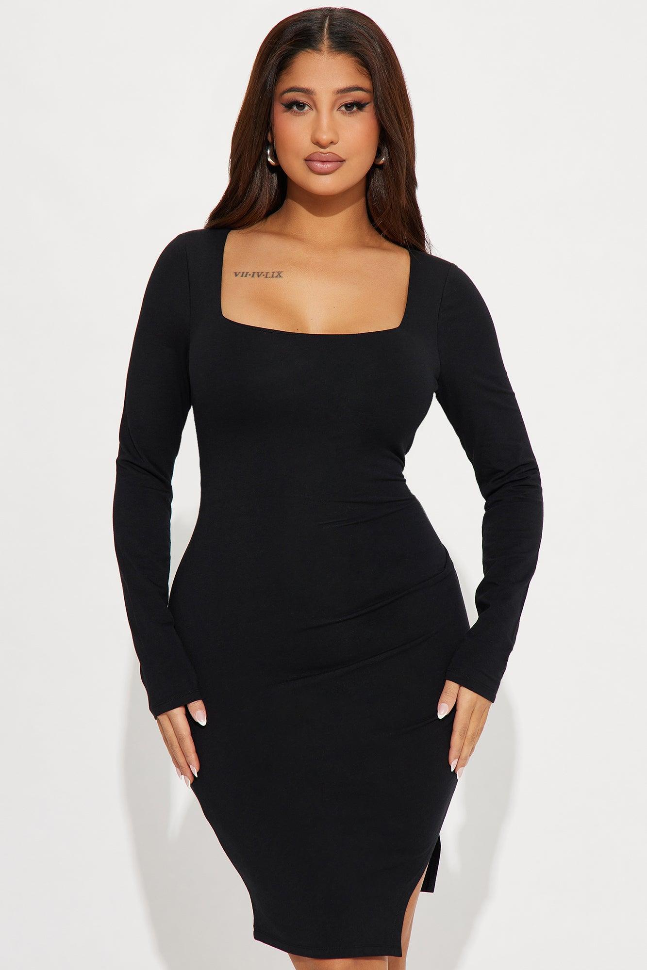 Selena Slit Mini Dress - Black Product Image