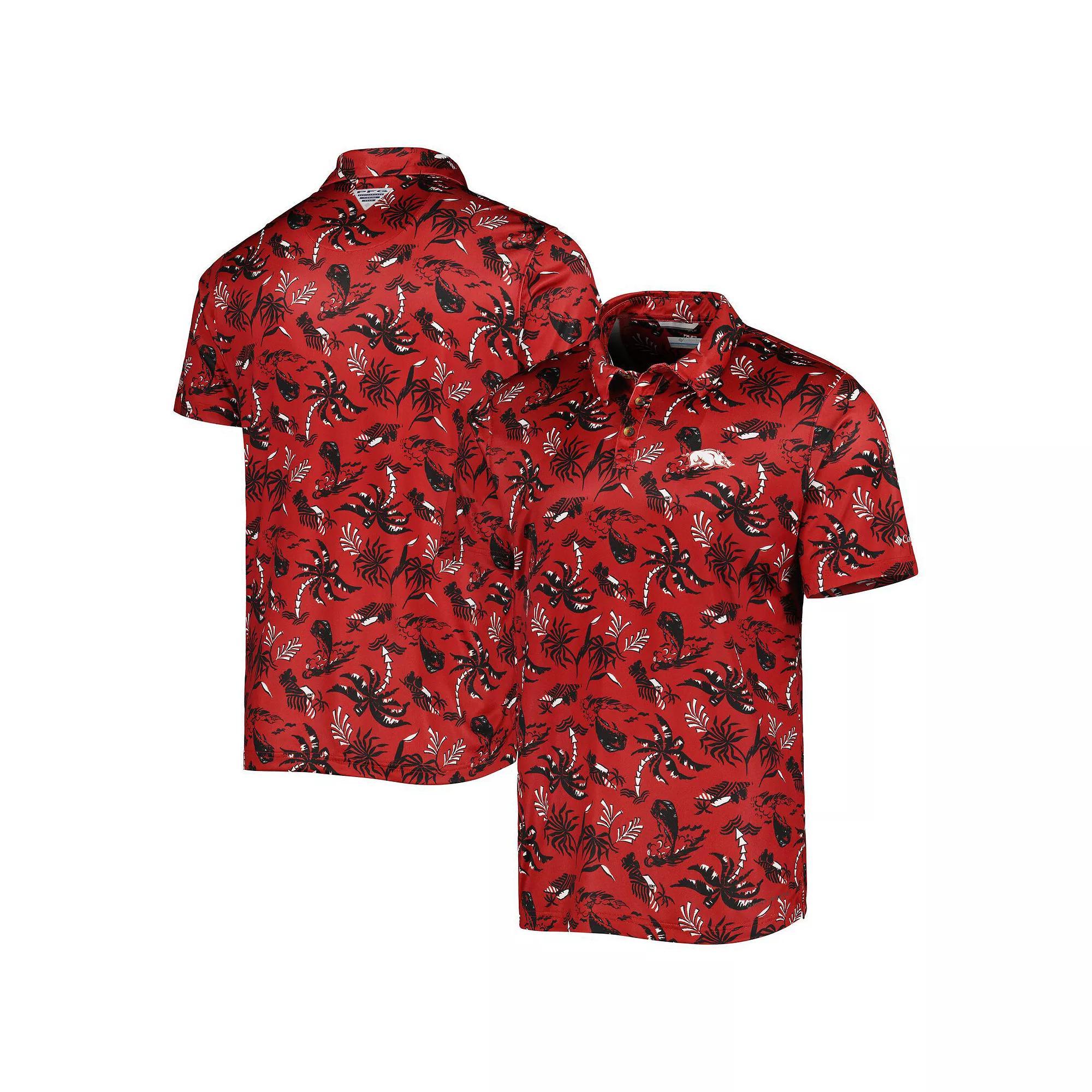 Men's Columbia Cardinal Arkansas Razorbacks Super Terminal Tackle Omni-Shade Polo, Size: Large, Red Product Image