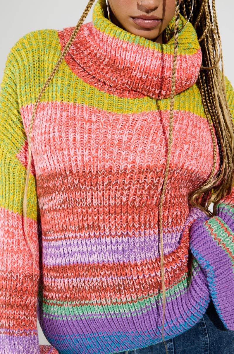 LOOK AT ME CHUNKY MULTI COLOR KNIT SWEATER Product Image