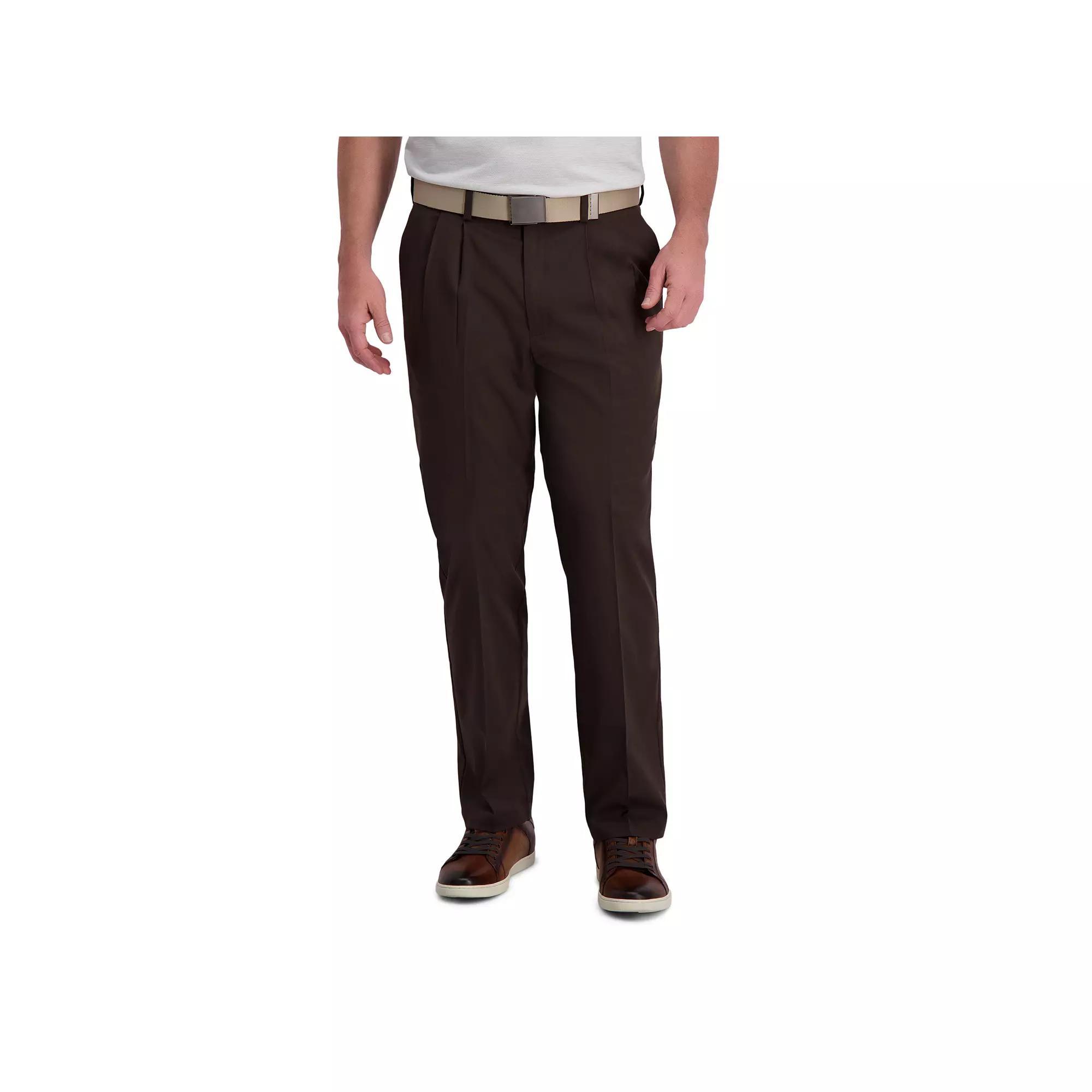 Men's Haggar® Cool Right® Performance Flex Classic-Fit Pleated Pants, Size: 44X29, Green Product Image
