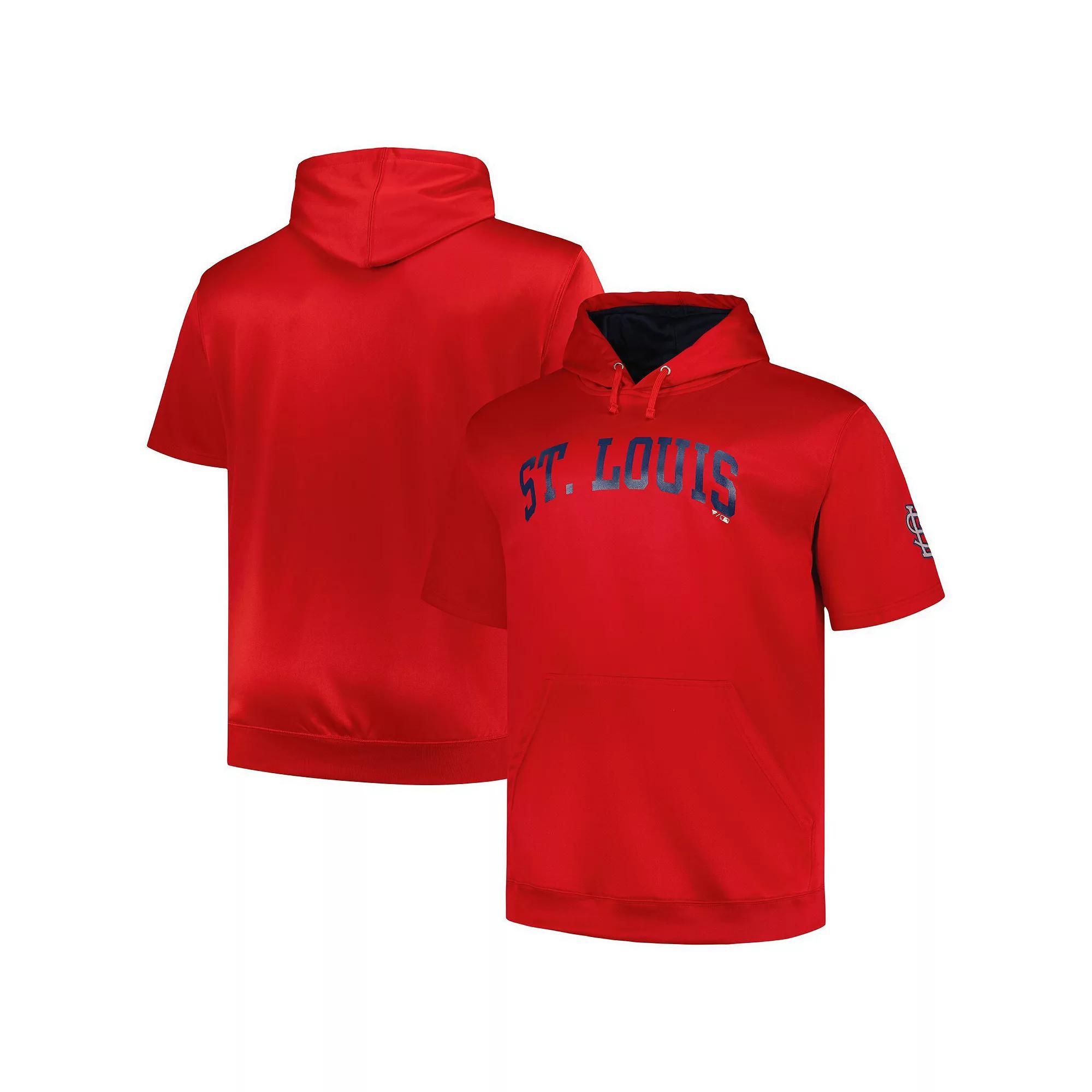 Mens Profile St. Louis Cardinals Big & Tall Contrast Short Sleeve Pullover Hoodie Product Image