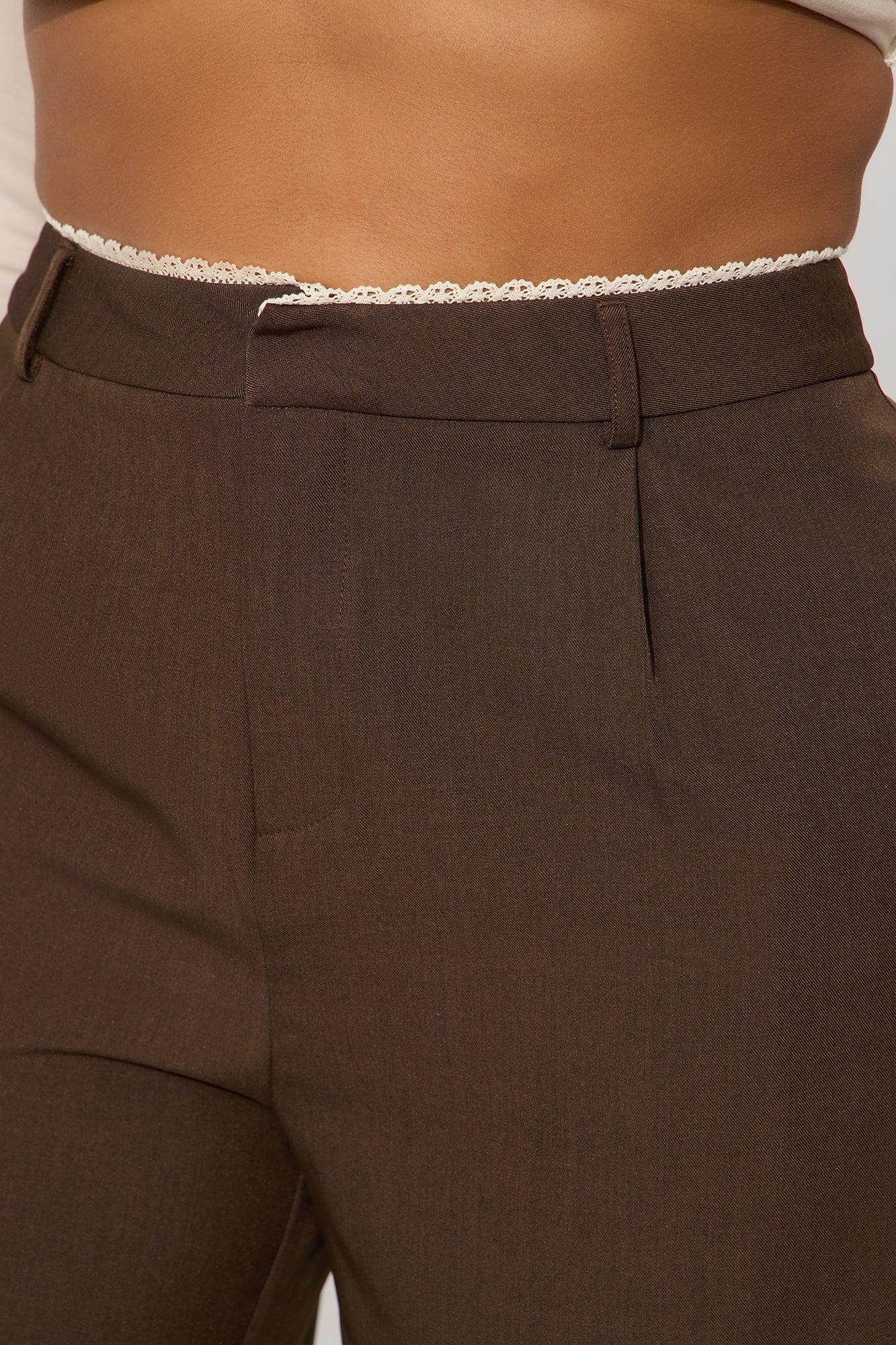 Sweet Promises Lace Trim Trouser - Brown Product Image