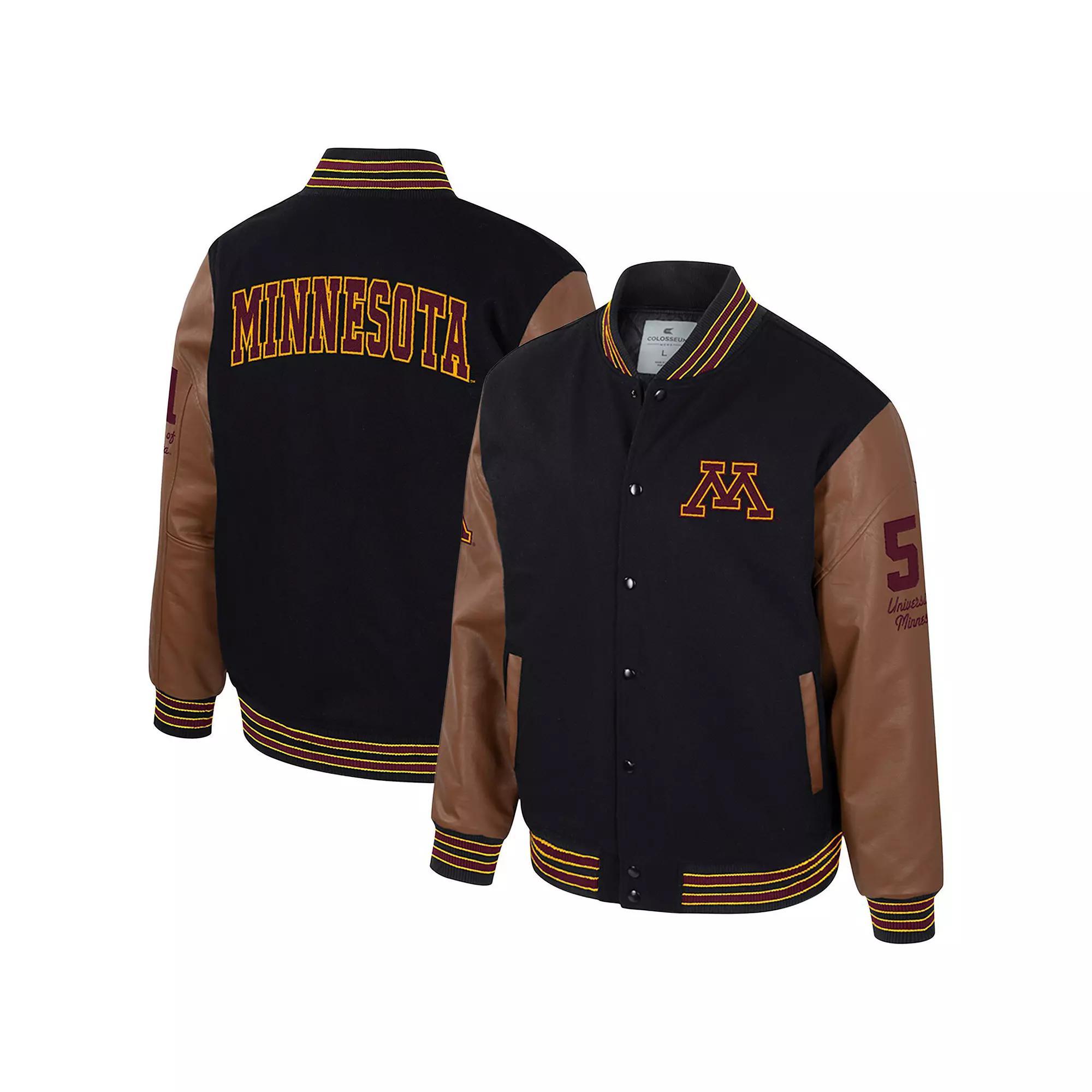 Men's     Letterman Full-Snap Varsity Jacket, Size: Large, Black Product Image