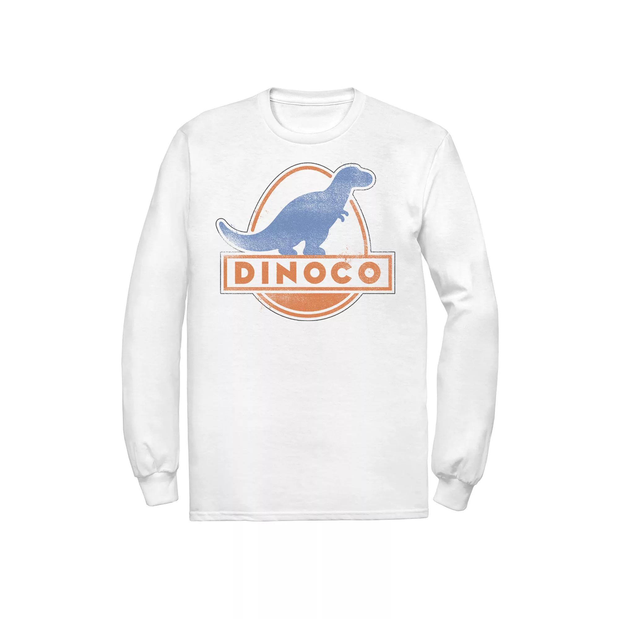 Men's Disney Pixar Cars Iconic DINOCO Gas Station Logo Long Sleeve Tee, Size: XXL, White Product Image