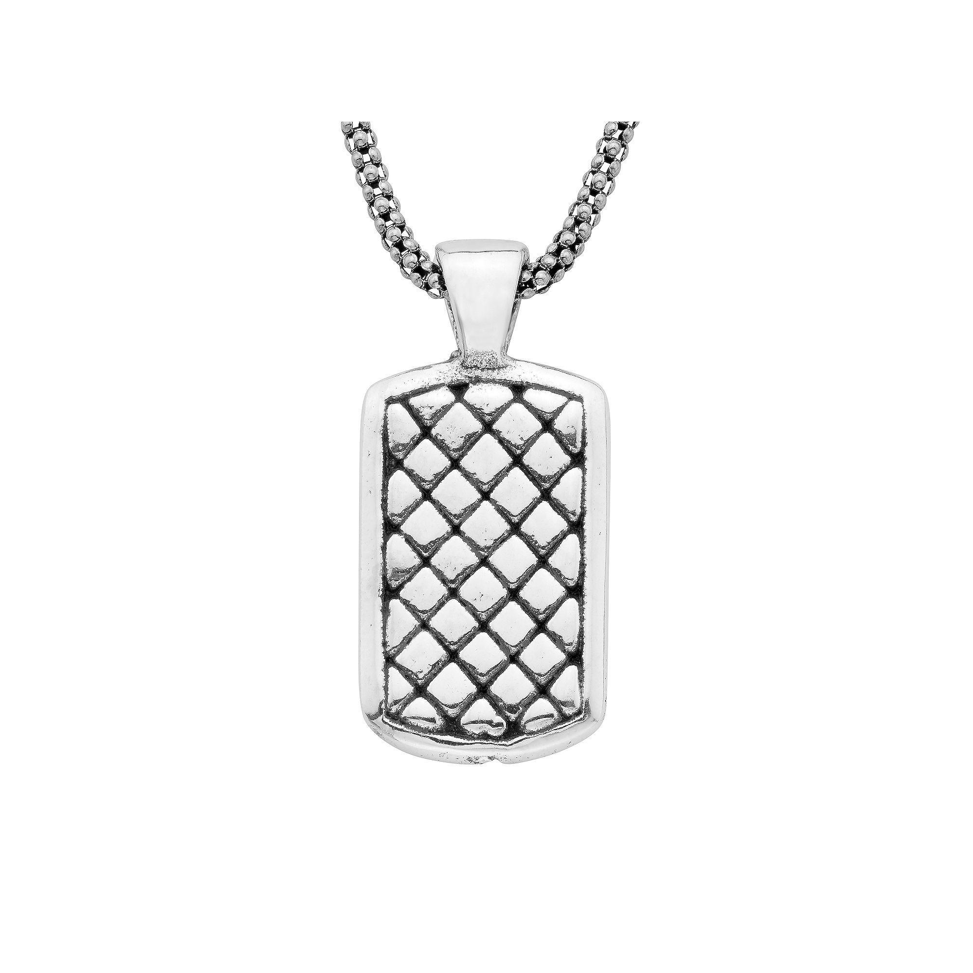 Sterling Silver Dog Tag Charm Necklace, Women's, Size: 18" Product Image