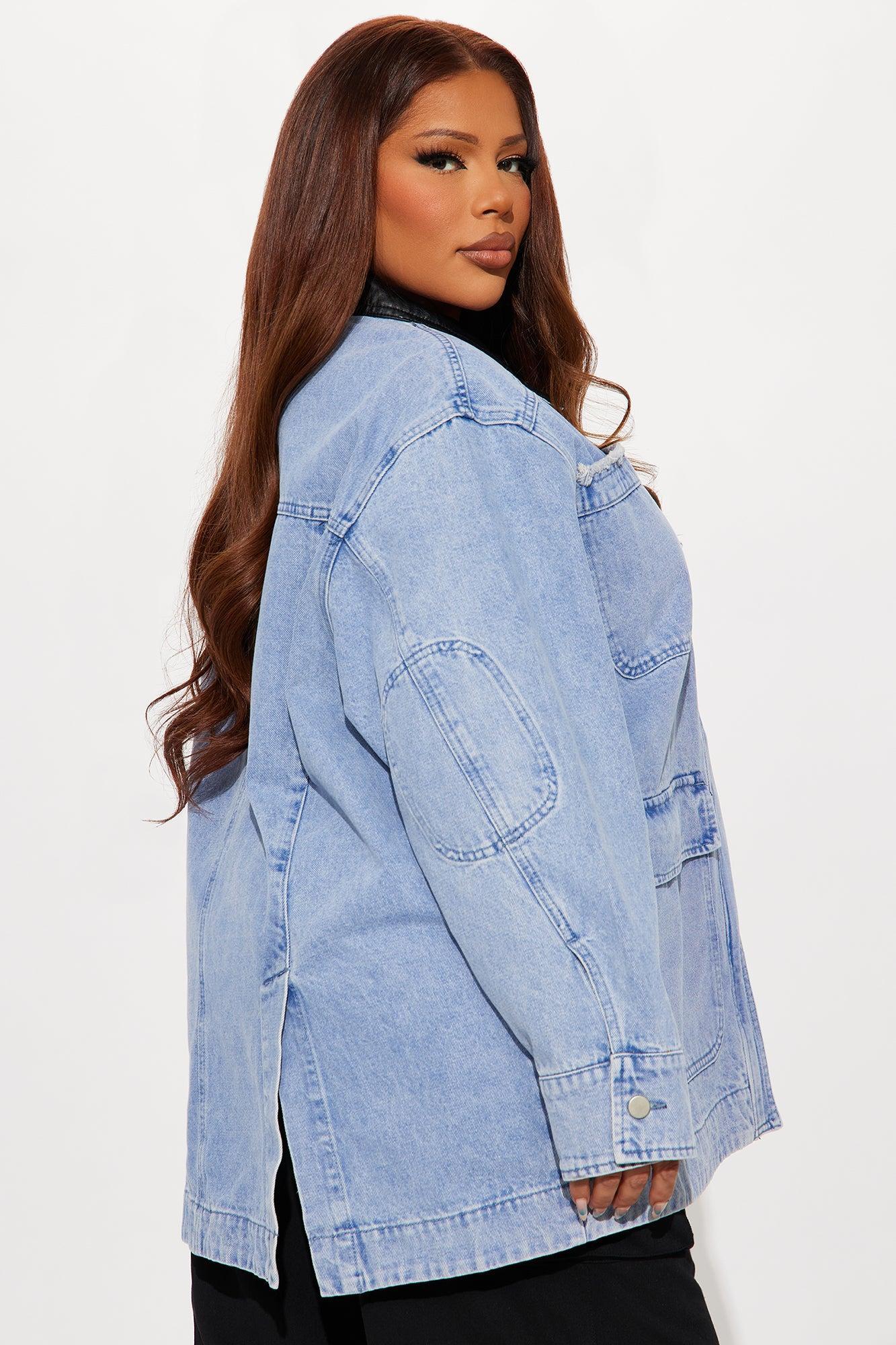 Bare Minimum Oversized Denim Barn Jacket - Medium Wash Product Image