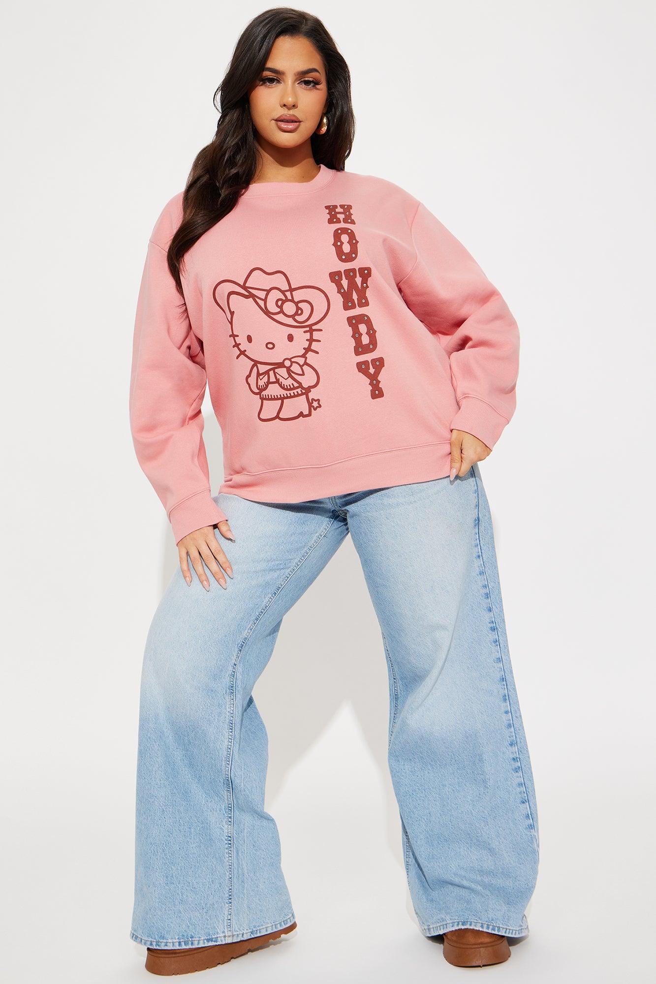 Rodeo Sweetheart Hello Kitty Oversized Sweatshirt - Pink Product Image