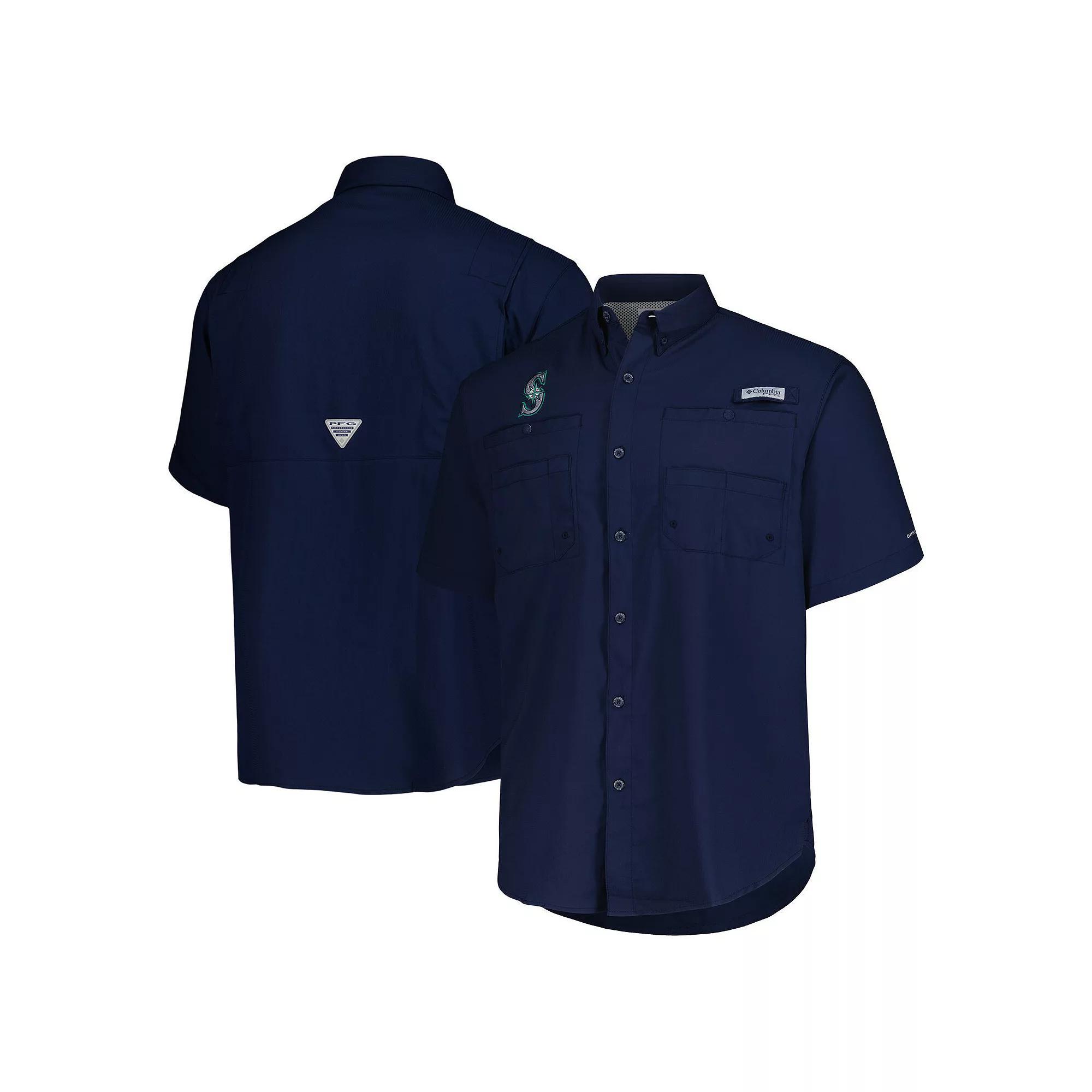 Men's Columbia Navy Seattle Mariners Tamiami Omni-Shade Button-Down Shirt, Size: Small, Blue Product Image