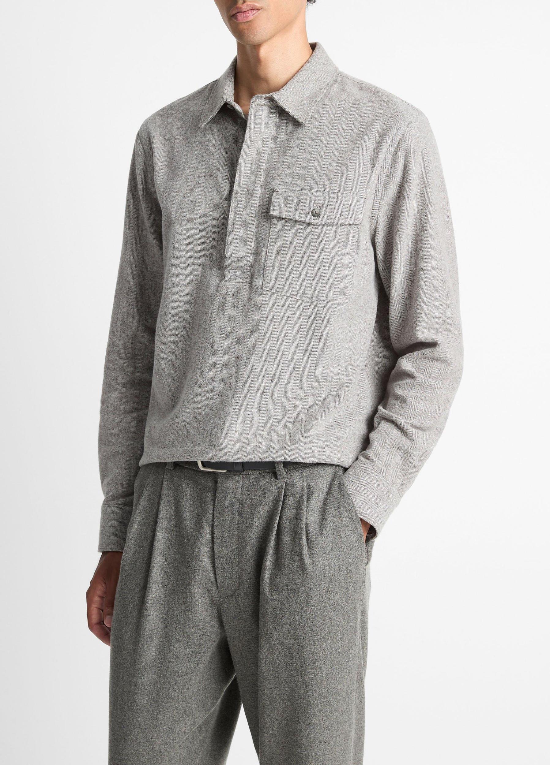 Herringbone Cotton Popover Shirt Product Image