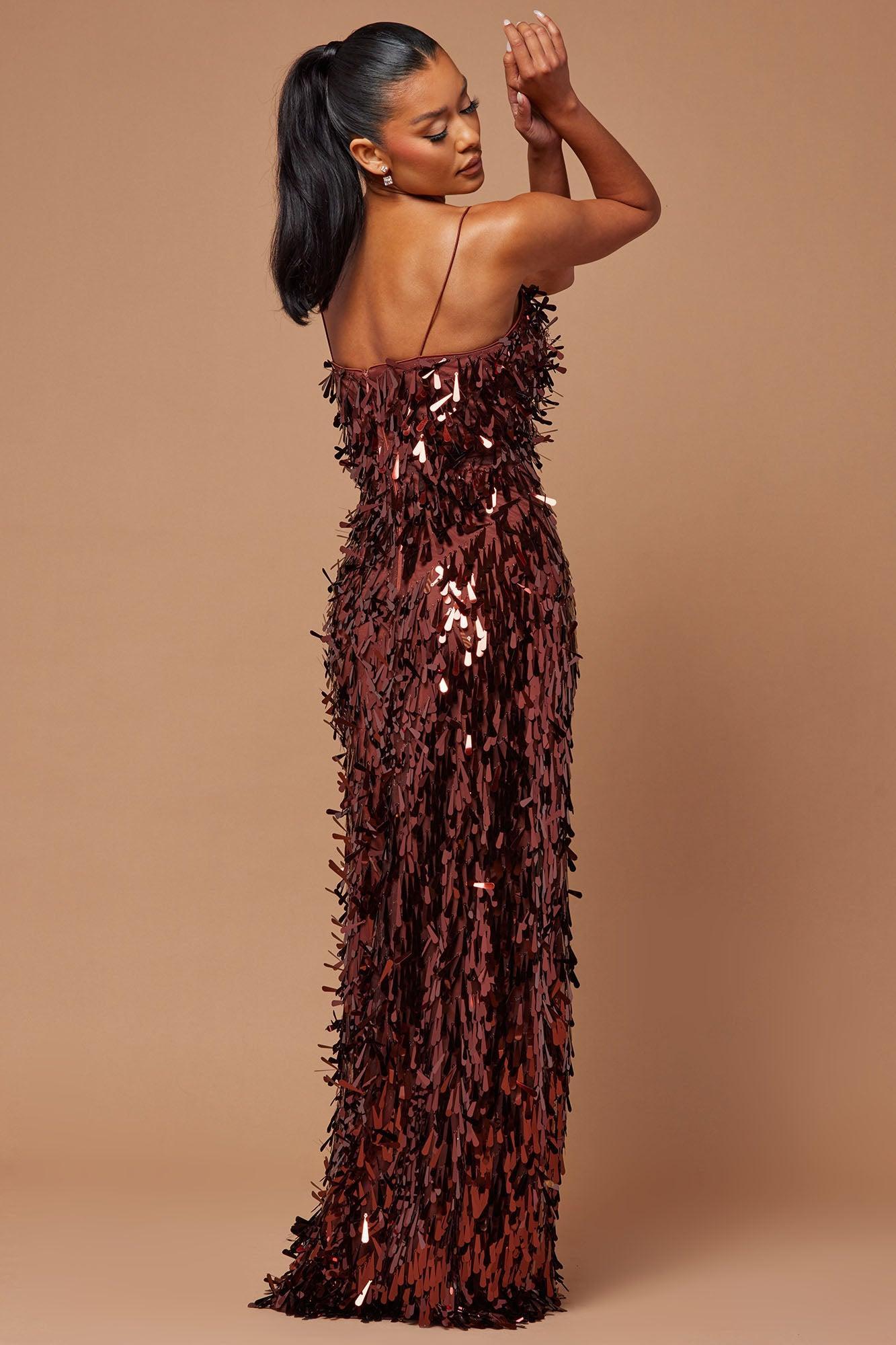 Emilia Paillette Maxi Dress - Bronze Product Image
