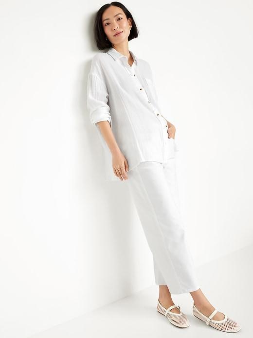 Crinkle Gauze Loose Button-Down Shirt Product Image