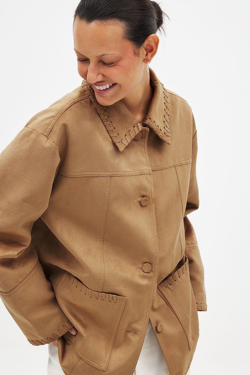 Faux Suede Seam Detail Jacket Product Image