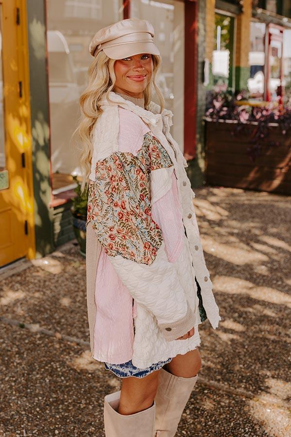 Cozy Mindset Color Block Jacket in Ivory Product Image