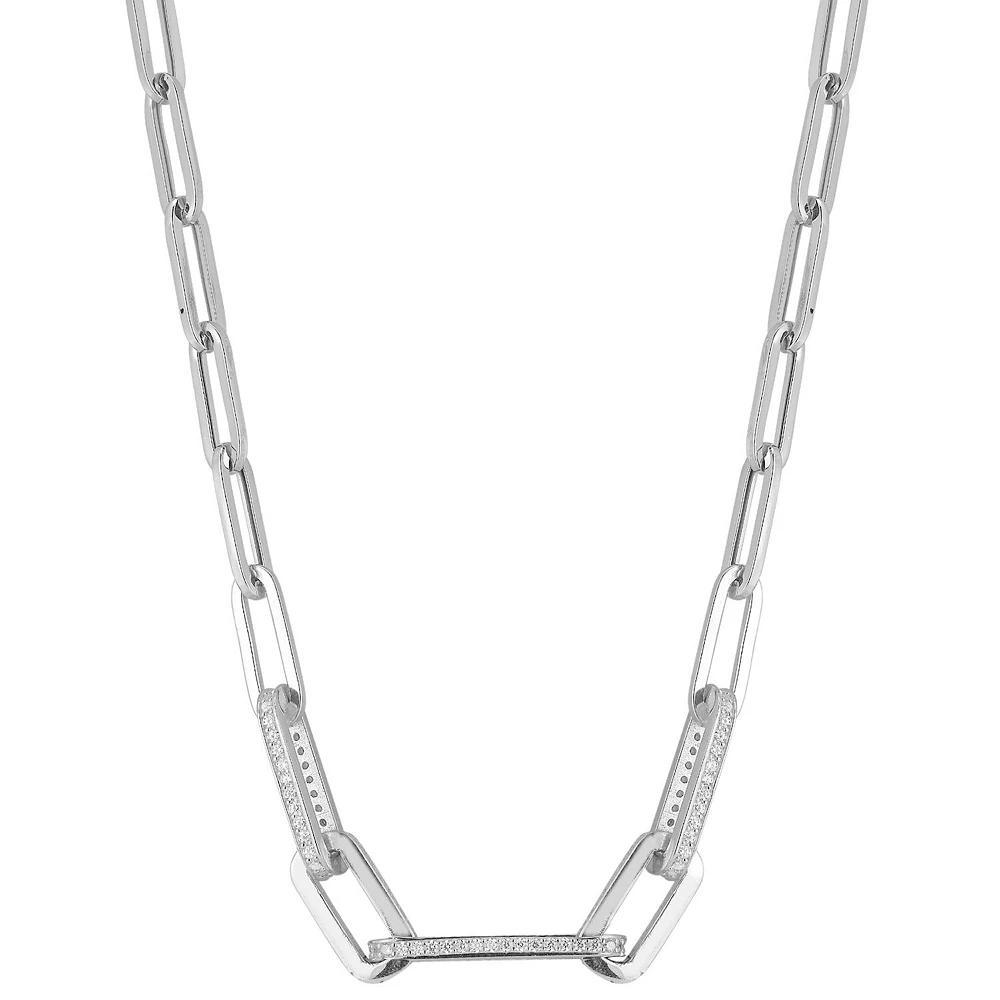 Sunkissed Sterling 14k Gold Over Silver Cubic Zirconia Link Chain Necklace, Women's, Size: 18", Silver Tone Product Image