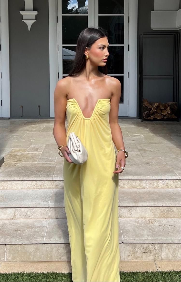 Braelyn Yellow Strapless Maxi Dress Product Image