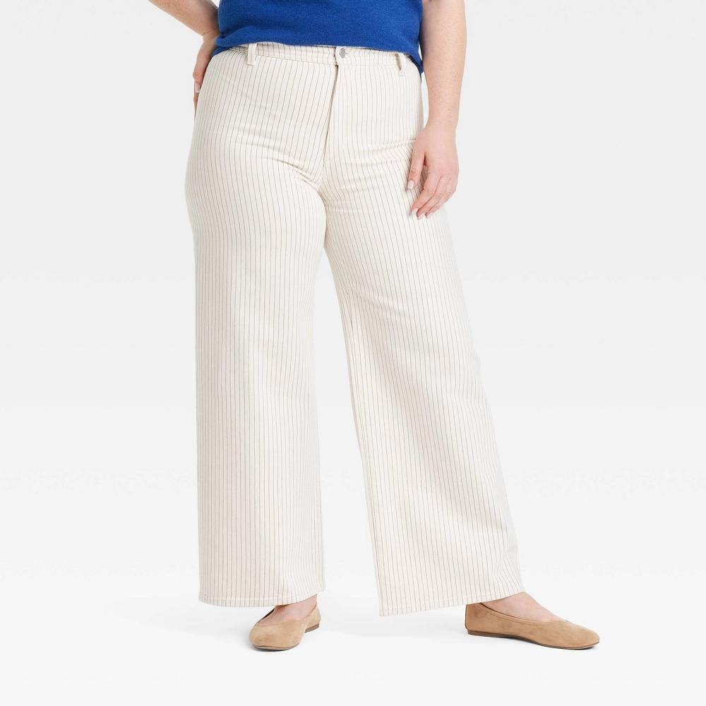 Women's High-Rise Sailor Wide Leg Ankle Jeans - Universal Thread™ Blue 8: Relaxed Fit Back Pocket, Belt Loops Product Image