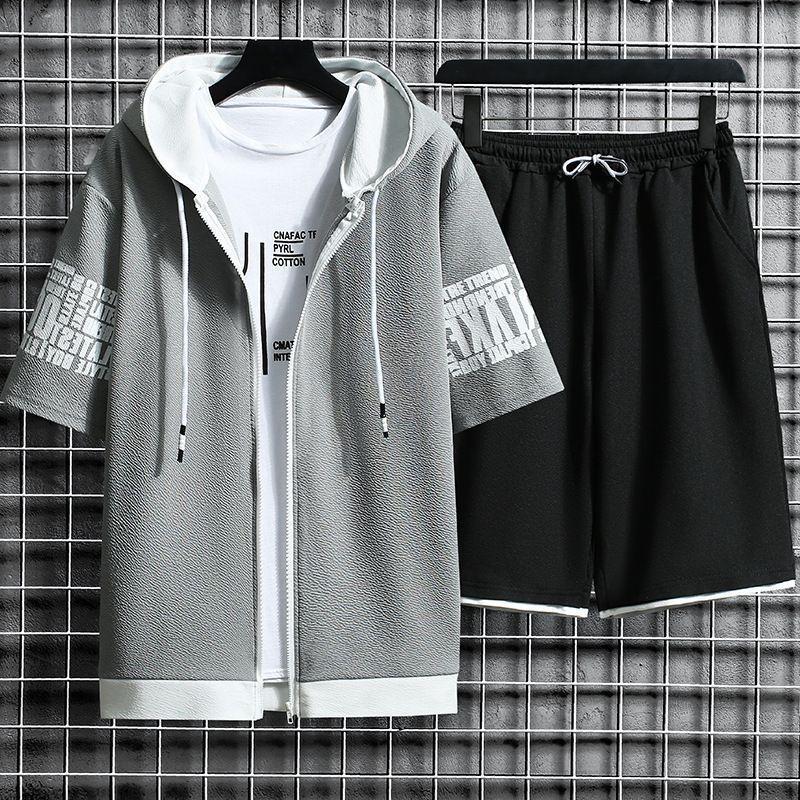 Set : Cardigan Sweatshirt + Sweat Shorts Product Image