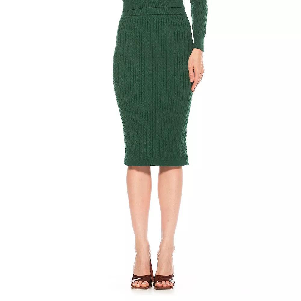 Women's ALEXIA ADMOR Cable-Knit Midi Skirt, Size: XL, Ivory Product Image