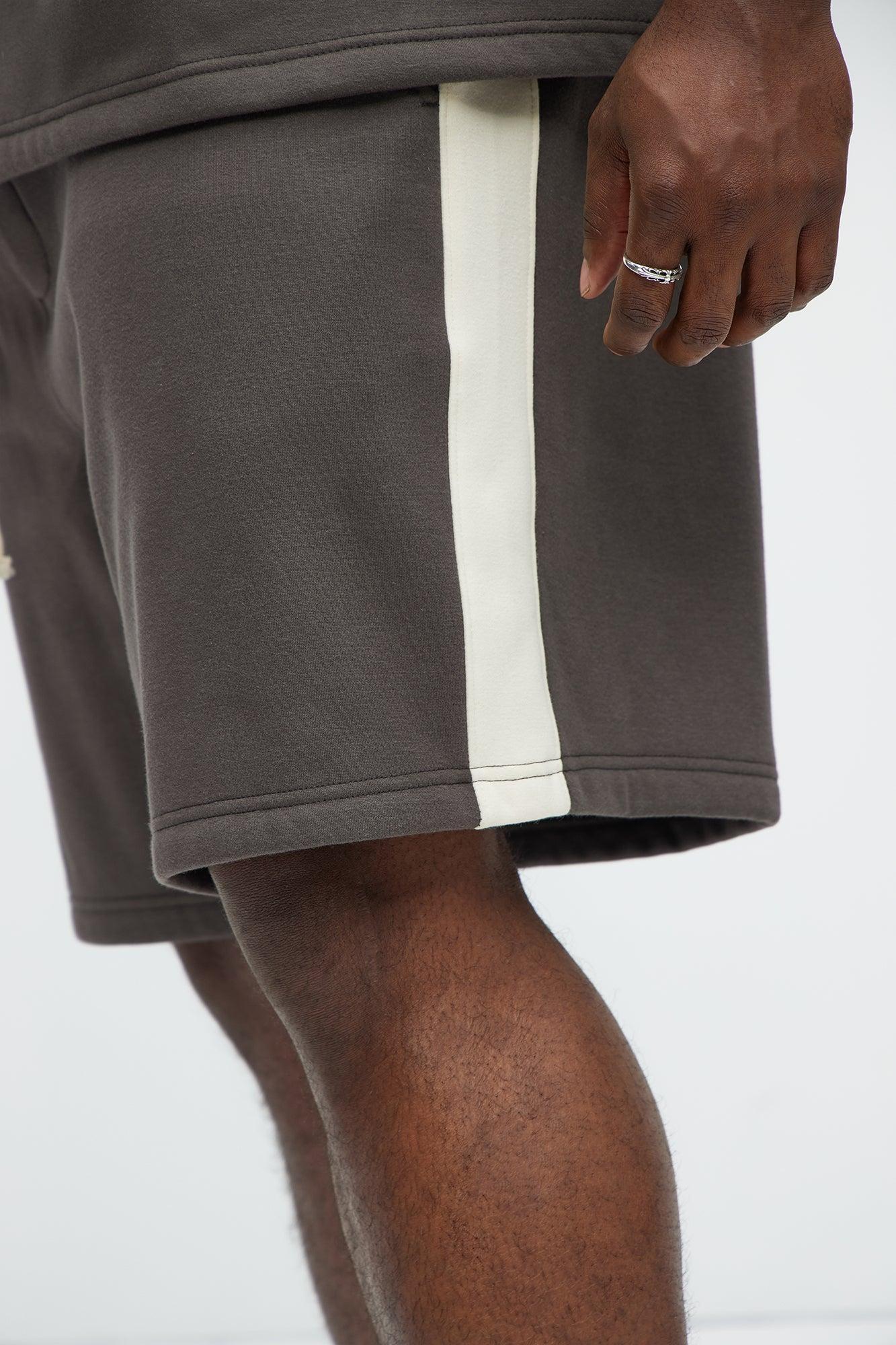 Tyson Oversized Heavyweight Striped Shorts - Olive Product Image