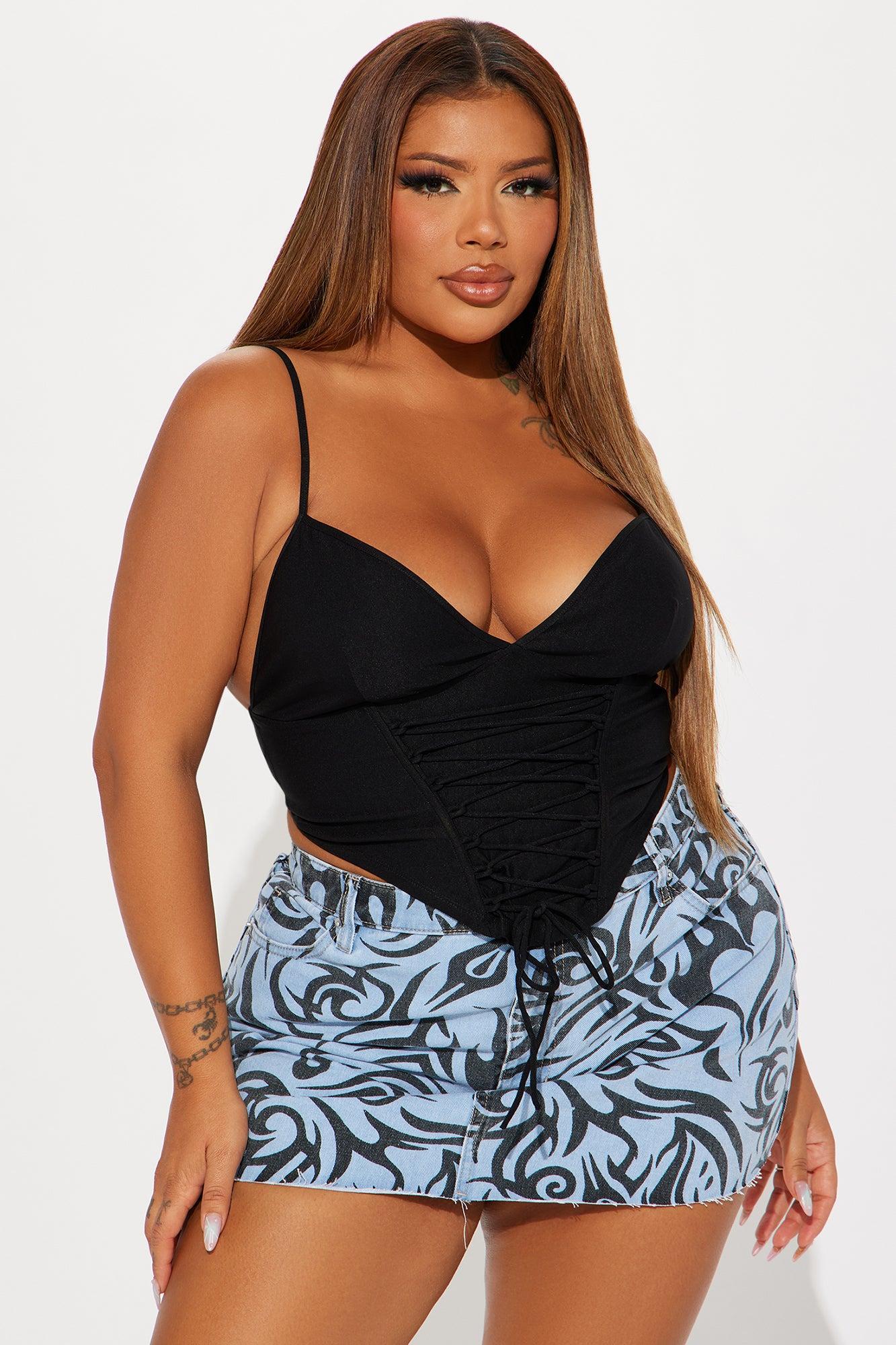 Raising Hell Lace Up Top - Black Product Image