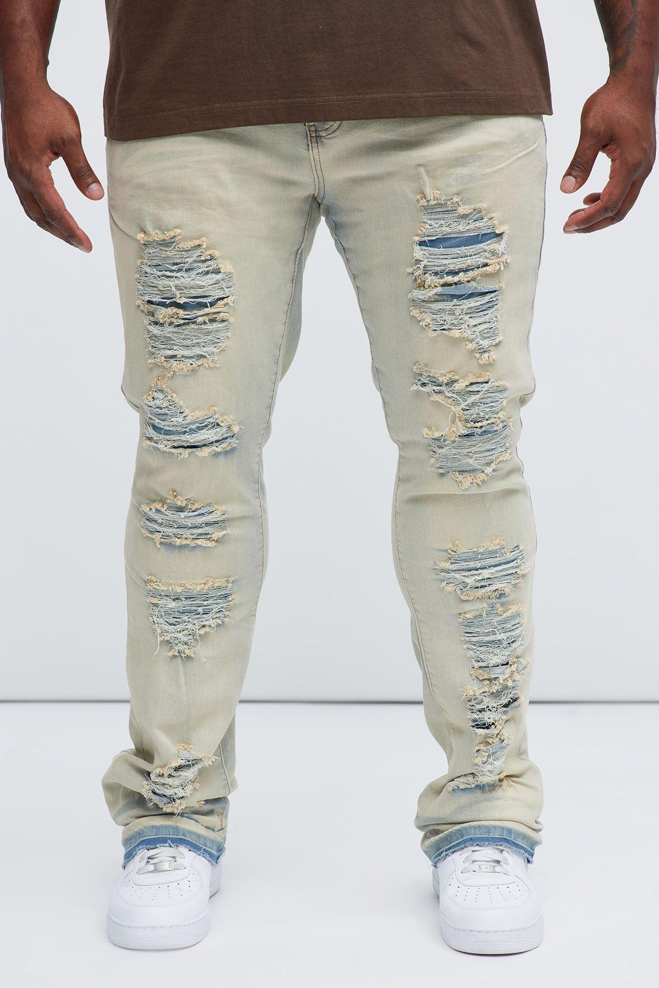Plan Ahead Ripped Stacked Skinny Flare Jeans - Light Wash Product Image
