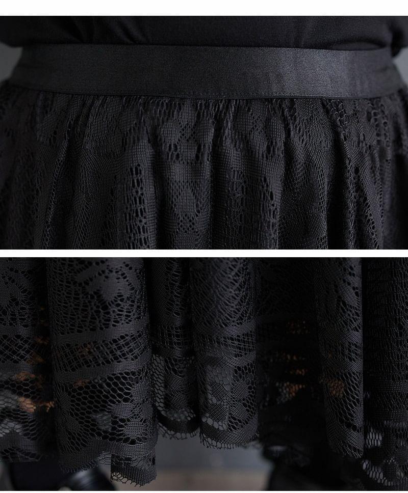 High Rise Lace Maxi A-Line Skirt Product Image