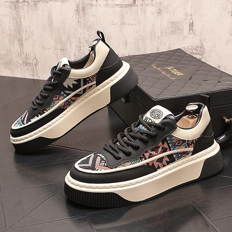 Printed Panel Platform Sneakers Product Image