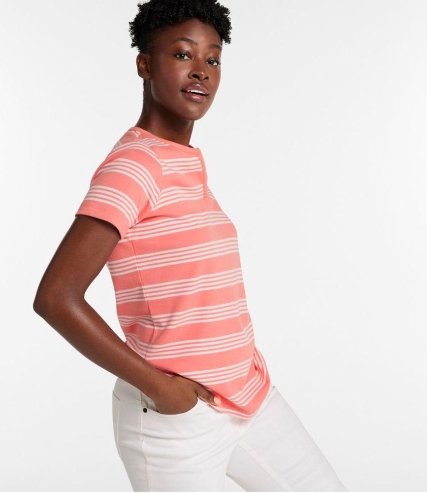 Women's L.L.Bean Tee, Short-Sleeve Notch-Neck Stripe Product Image