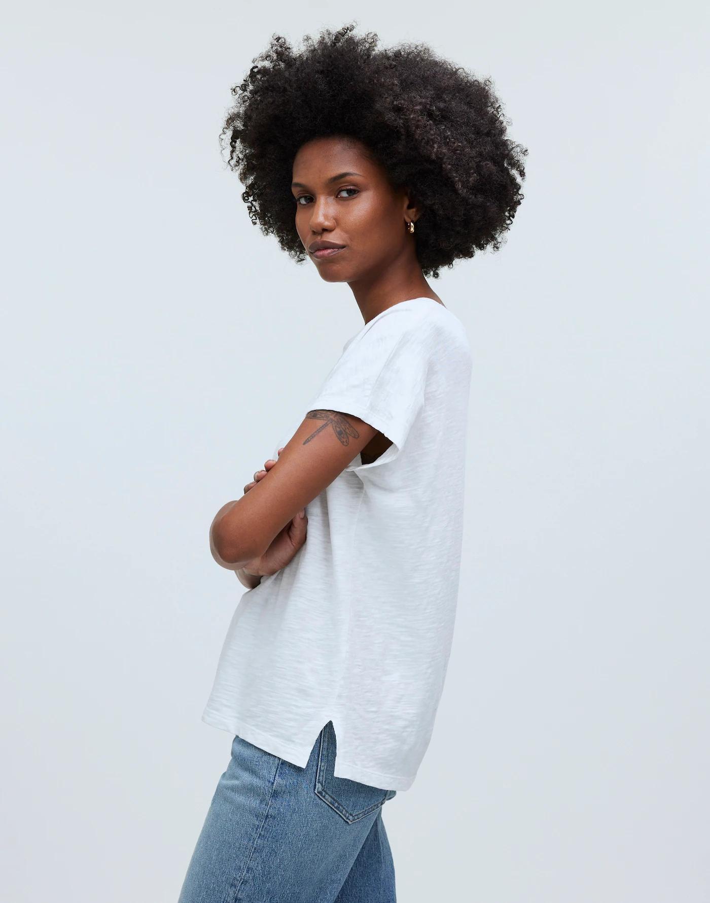 Dolman-Sleeve Crewneck Tee in Slub Product Image