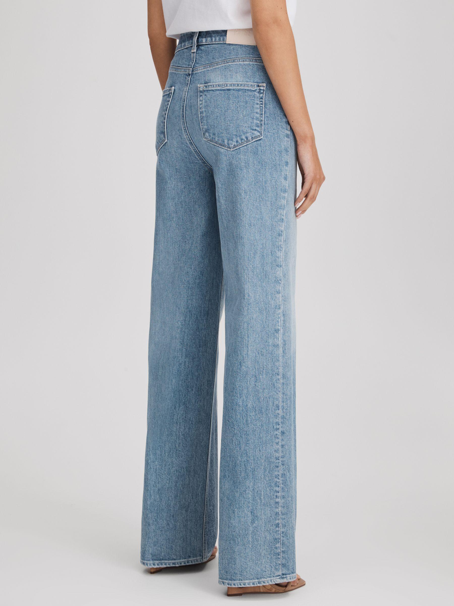 Paige Wide Leg Distressed Jeans in Magnifique Blue Product Image