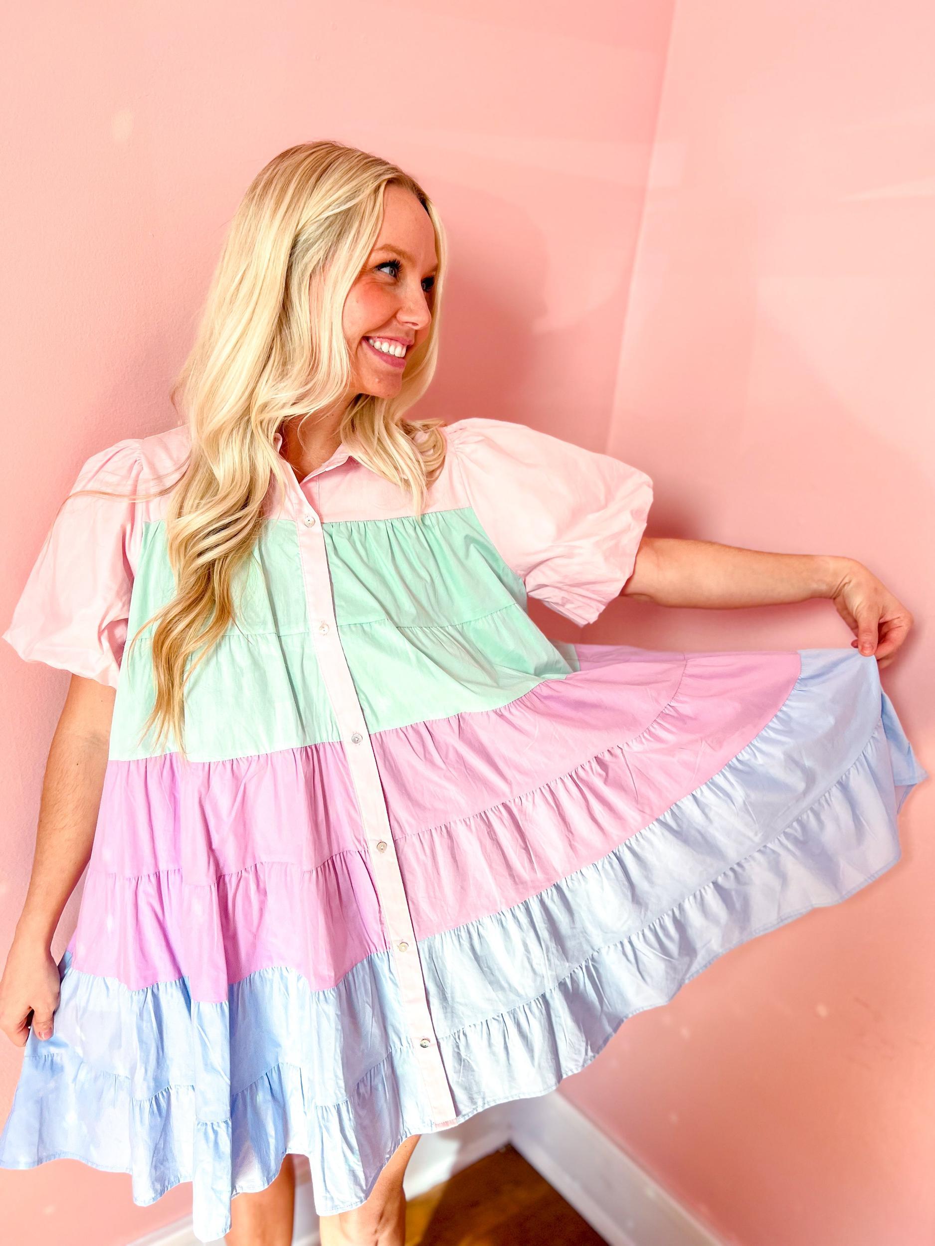 Pretty Pastels Colorblock Dress Product Image