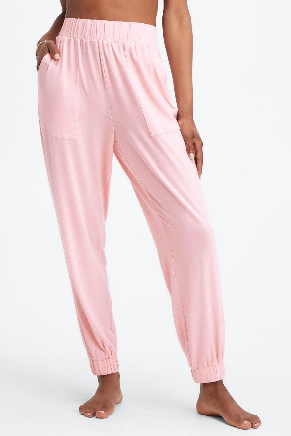 Fabletics RestoreKnit Tapered Lounge Pant Womens pink Size XL Product Image