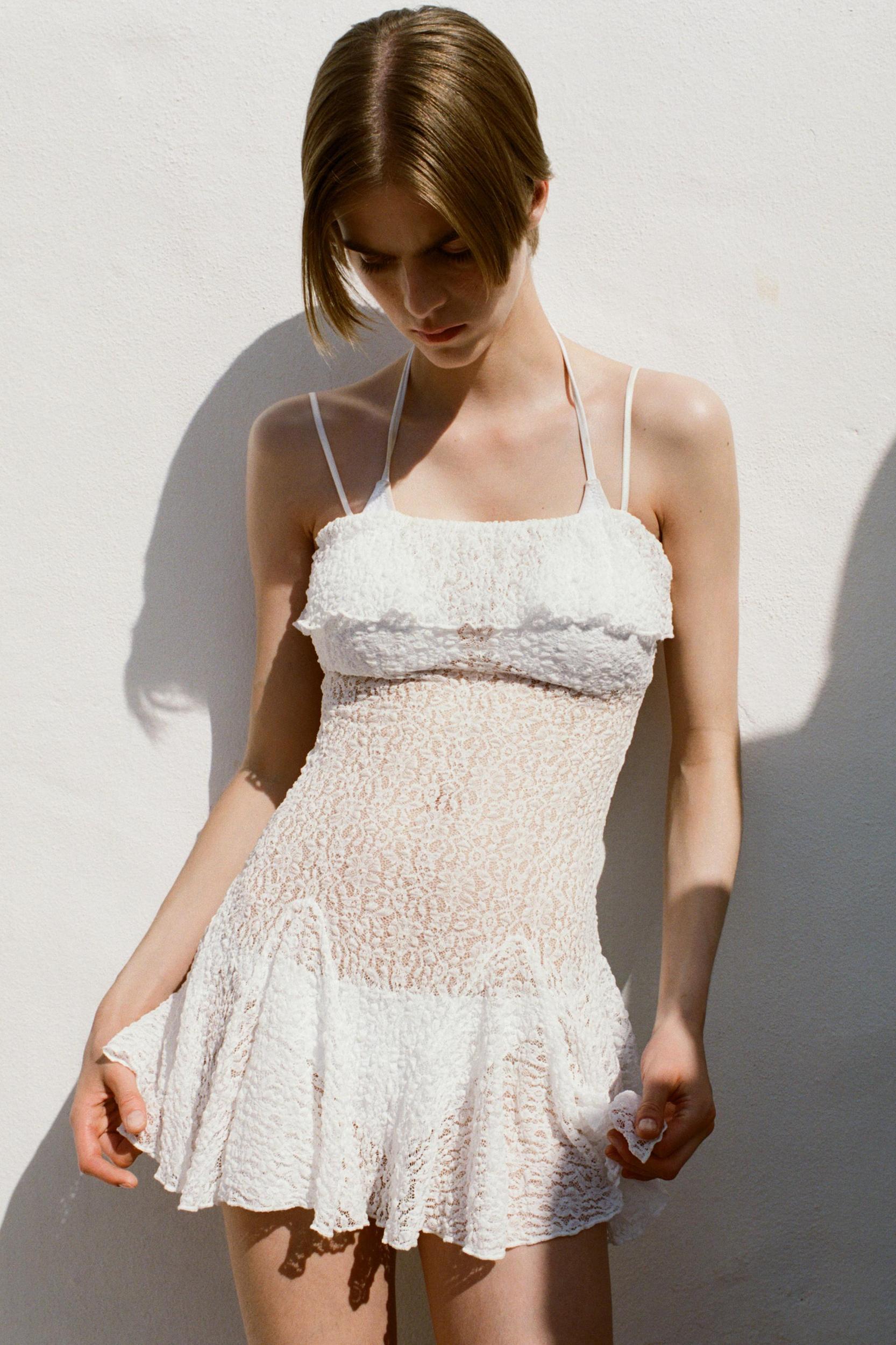 GODET LACE MINI DRESS Product Image