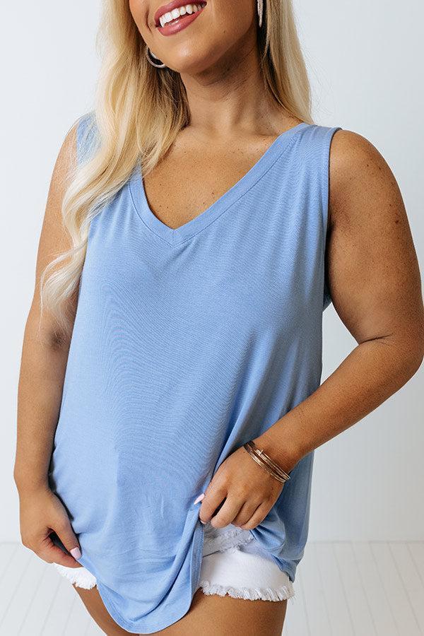 Friends For Life Shift Tank In Sky Blue Curves Product Image
