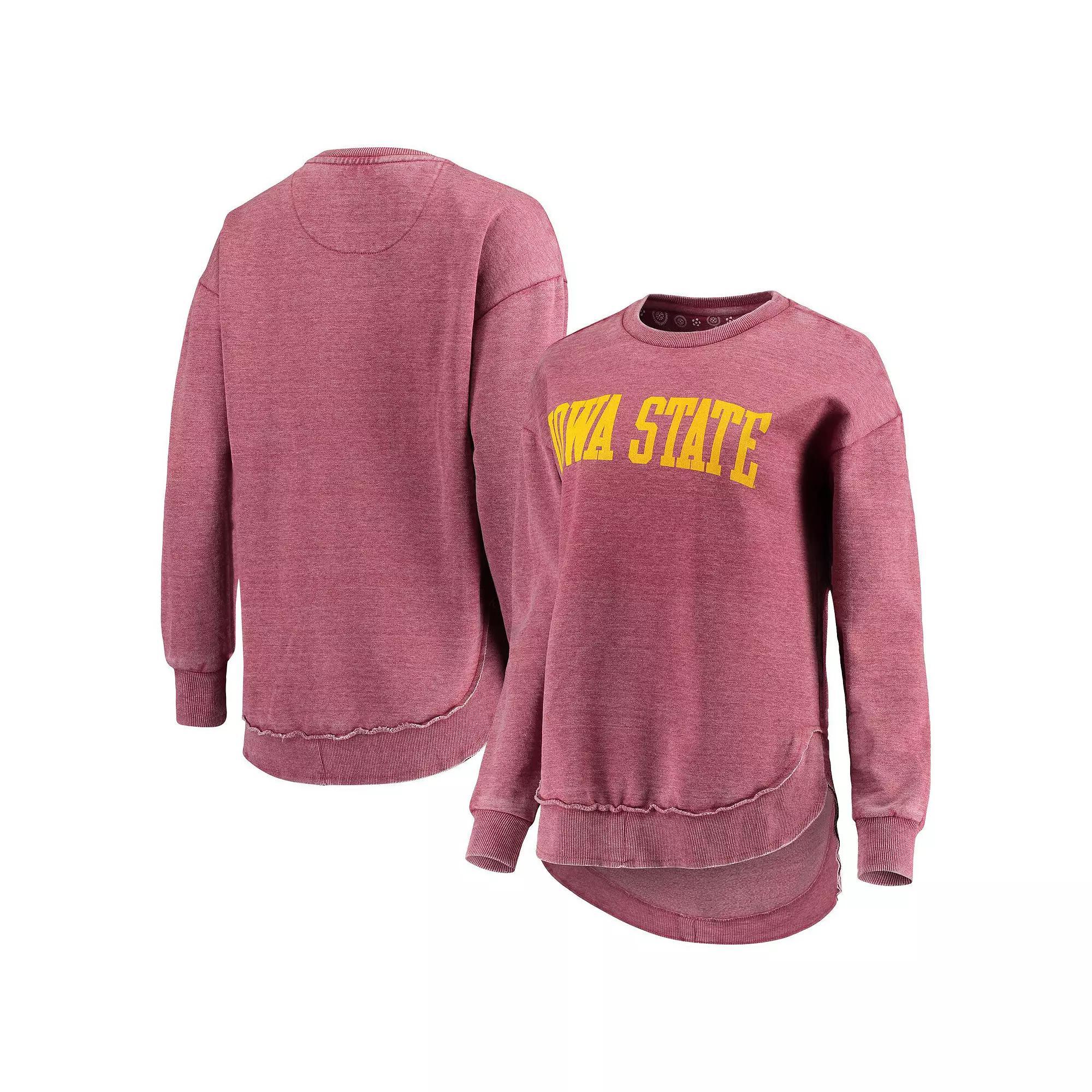 Women's Pressbox Cardinal Iowa State Cyclones Vintage Wash Pullover Sweatshirt, Size: Large, Red Product Image