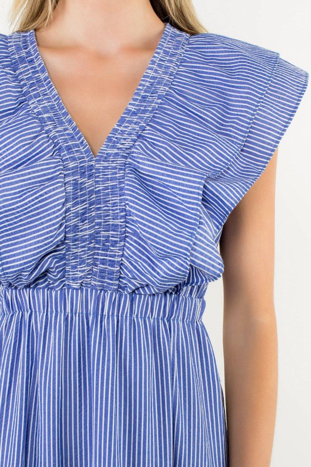 Striped Flutter Tiered Maxi Dress Product Image