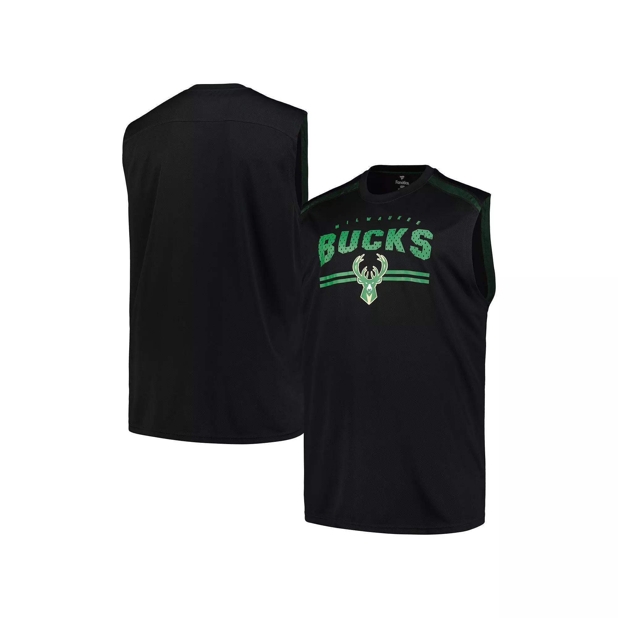 Men's Fanatics Black Milwaukee Bucks Big & Tall Birdseye Muscle Tank Top, Size: 5XB Product Image