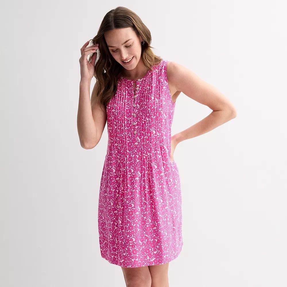 Women's Sonoma Goods For Life® Sleeveless Pintuck Dress, Size: Medium, Pink Ditsy Floral Product Image